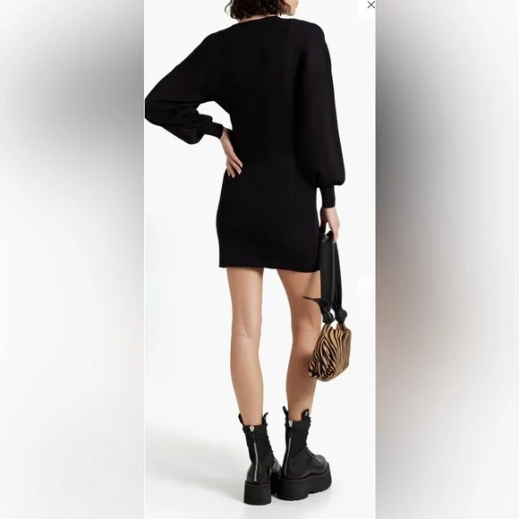 Ganni - Black Knit Dress with Balloon Sleeve - size Medium - LIKE NEW - Picture 2 of 16